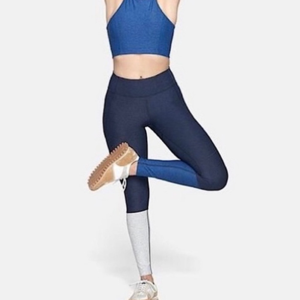 OUTDOOR VOICES | 7/8 Dipped Colorblock Leggings blue grey